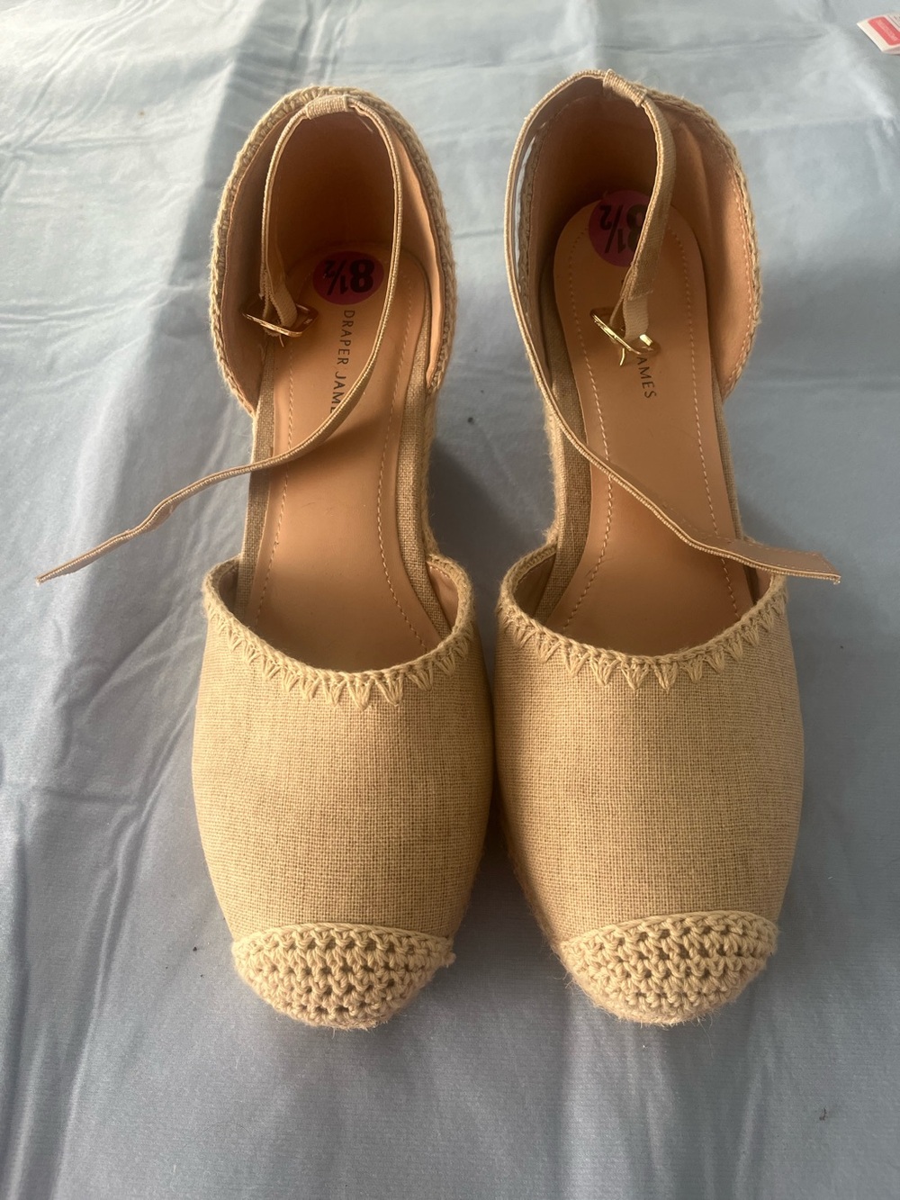 Draper James Natural Beige Espadrille Ankle-Strap Flats